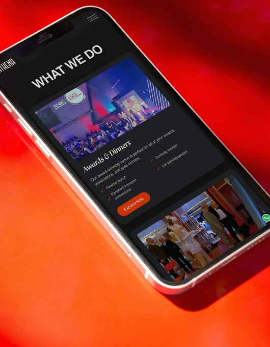 Athena mobile “What we do” page