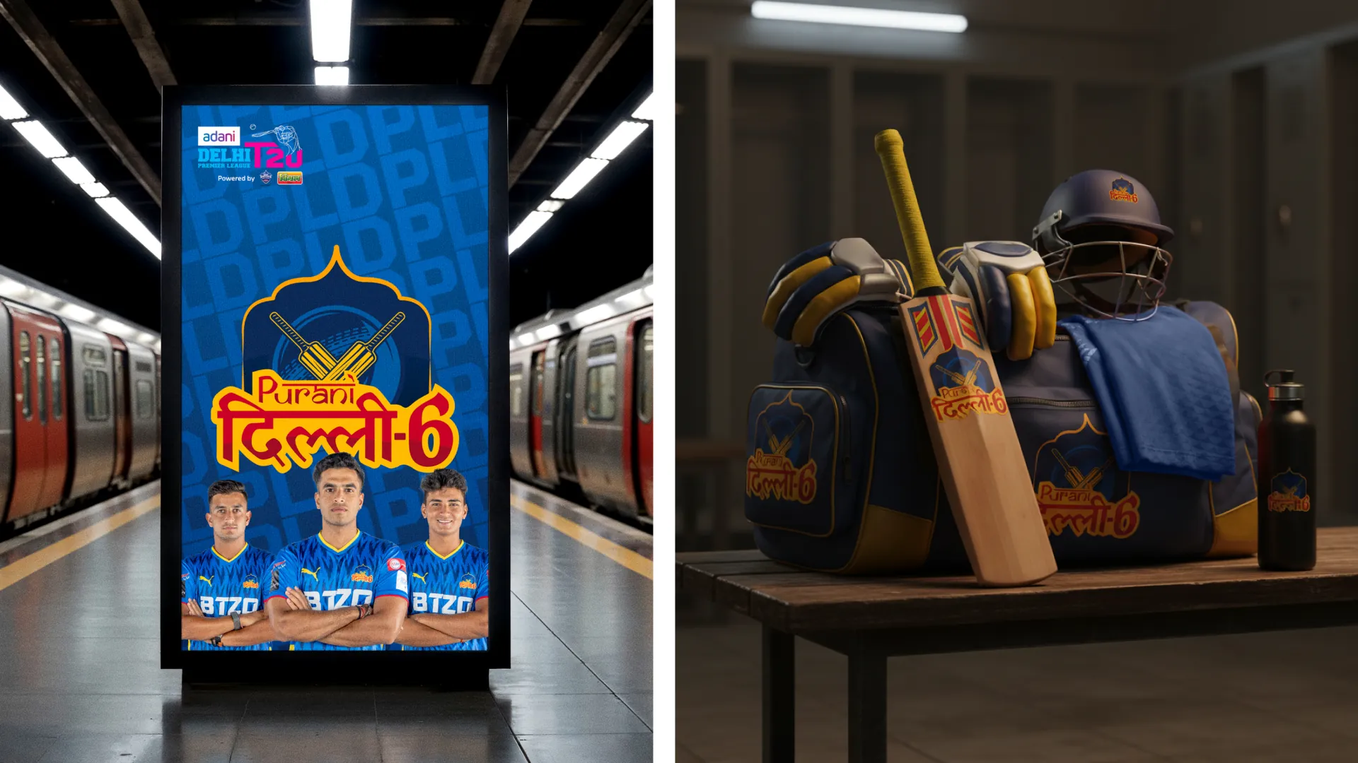 Purani Dilli 6 poster in a metro station and a branded kit bag